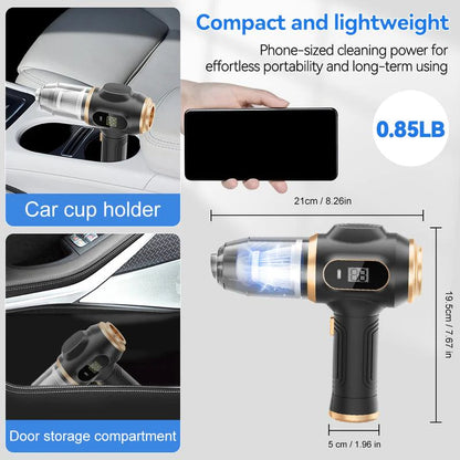 Belibuy 6-in-1 Handheld Cordless Car Vacuum Cleaner with Smart Display - 19000Pa Powerful Portable Solution for Home, Office, and Pet Care